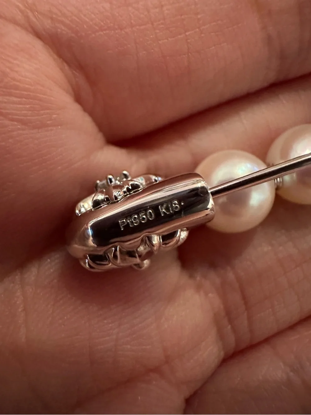 Chrome Hearts X Mikimoto 18K White Gold Diamond Pearl Safety Pin